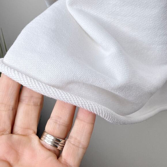 Lily & Lottie Distressed Crew Sweatshirt XS White French Terry Oversized - Picture 6 of 12